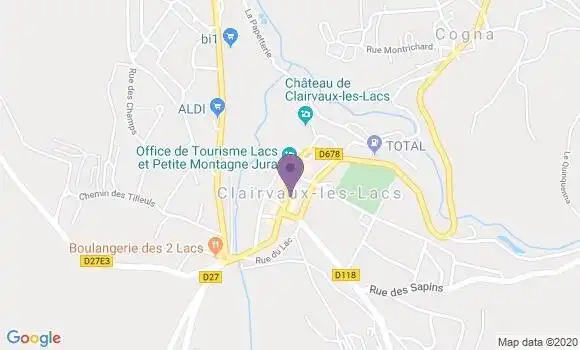 Localisation Banque Postale Agence de Clairvaux les Lacs