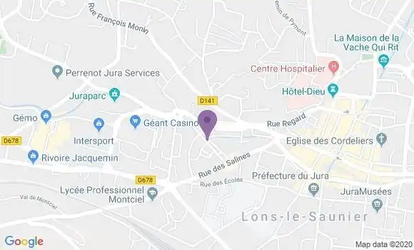Localisation Banque Postale Agence de Lons le Saunier Salines