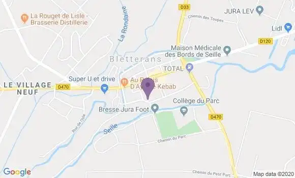 Localisation Banque Postale Agence de Bletterans