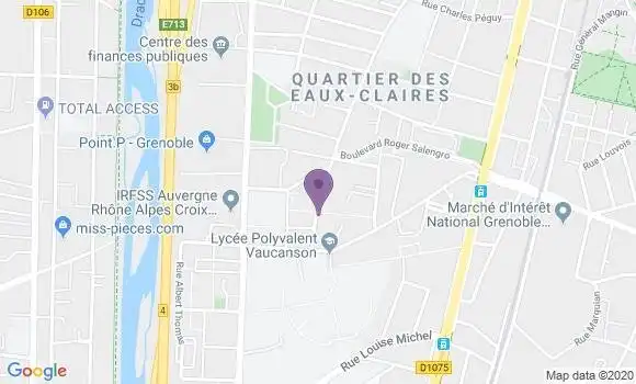 Localisation Banque Postale Agence de Grenoble Eaux Claires
