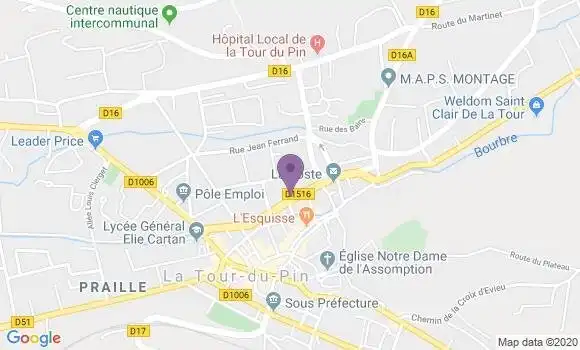 Localisation Banque Postale Agence de La Tour du Pin