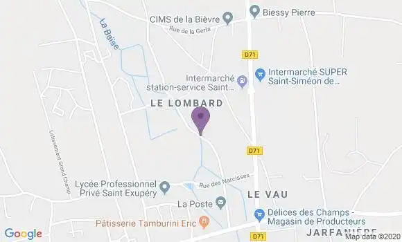 Localisation Banque Postale Agence de Saint Siméon de Bressieux