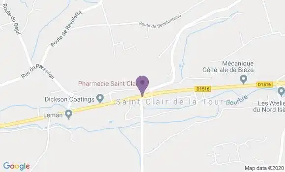 Localisation Banque Postale Agence de Saint Clair de la Tour