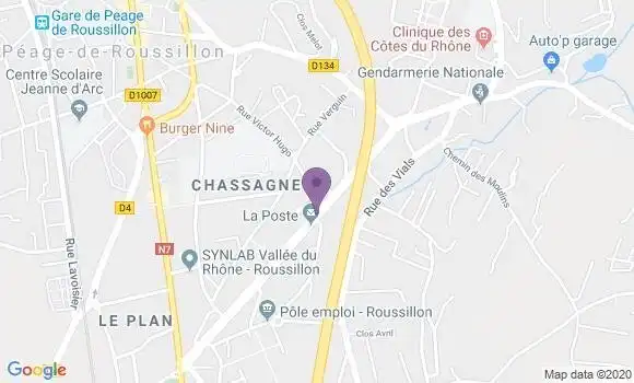 Localisation Banque Postale Agence de Roussillon