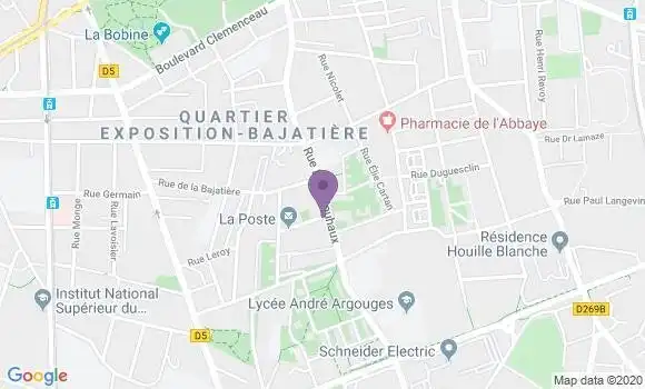 Localisation Banque Postale Agence de Grenoble Bajatière