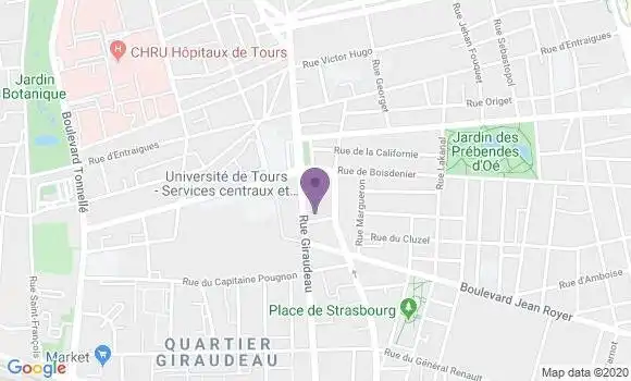 Localisation Banque Postale Agence de Tours Rabelais