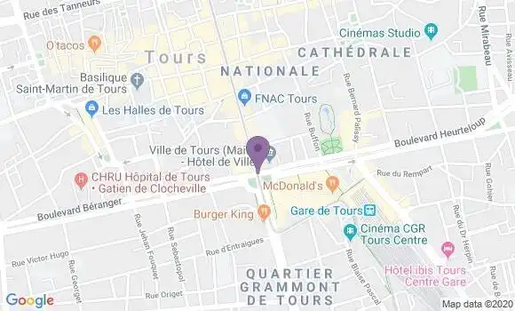 Localisation Banque Postale Agence de Tours Fontaines