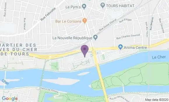 Localisation Banque Postale Agence de Tours Rives du Cher