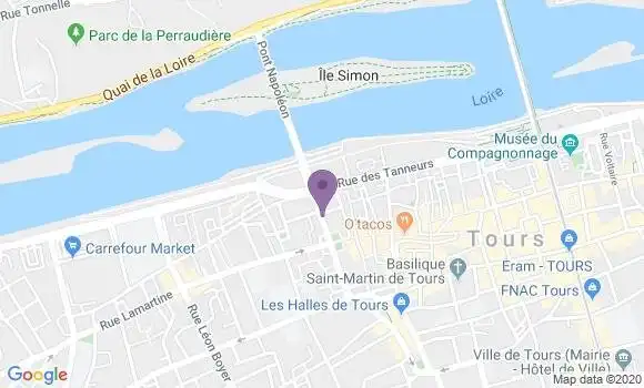 Localisation Banque Postale Agence de Tours Halles Centrales