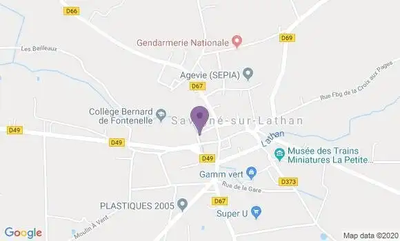 Localisation Banque Postale Agence de Savigné sur Lathan