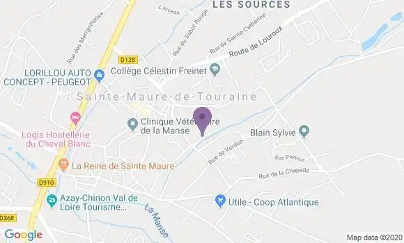 Localisation Banque Postale Agence de Sainte Maure de Touraine