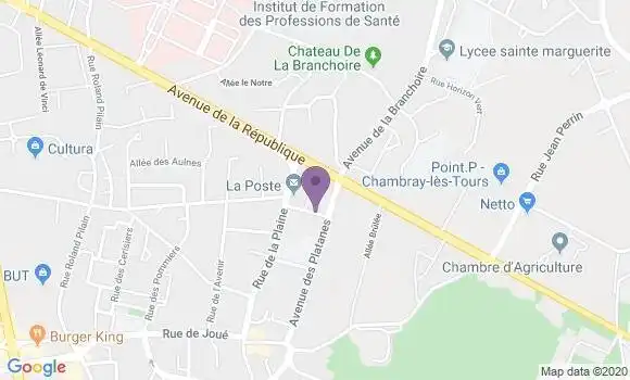 Localisation Banque Postale Agence de Chambray lès Tours