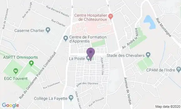 Localisation Banque Postale Agence de Châteauroux Grands Champs