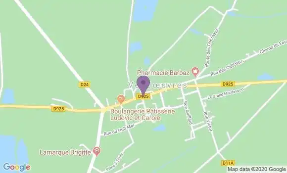 Localisation Banque Postale Agence de Vendoeuvres