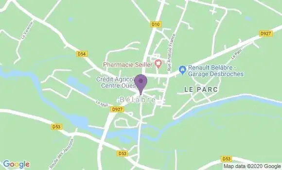 Localisation Banque Postale Agence de Bélâbre
