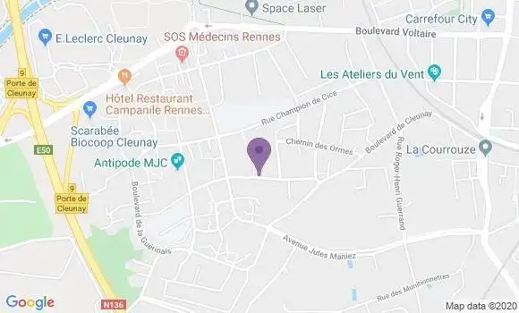 Localisation Banque Postale Agence de Rennes Cleunay