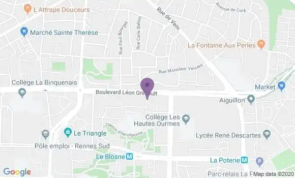 Localisation Banque Postale Agence de Rennes le Landrel