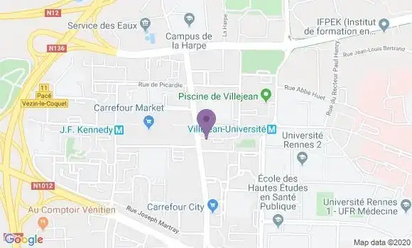 Localisation Banque Postale Agence de Rennes Villejean