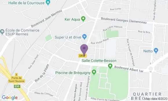 Localisation Banque Postale Agence de Rennes Pigeon Blanc