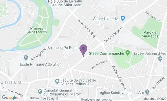 Localisation Banque Postale Agence de Rennes Croix Carrée