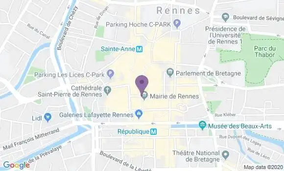 Localisation Banque Postale Agence de Rennes Longchamps