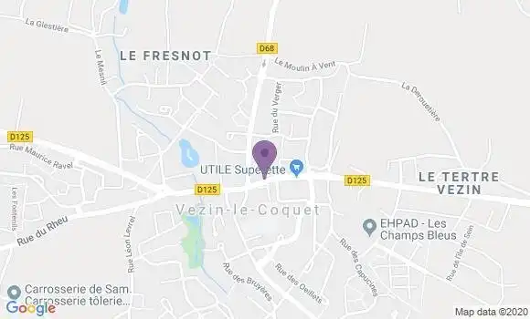 Localisation Banque Postale Agence de Vezin le Coquet