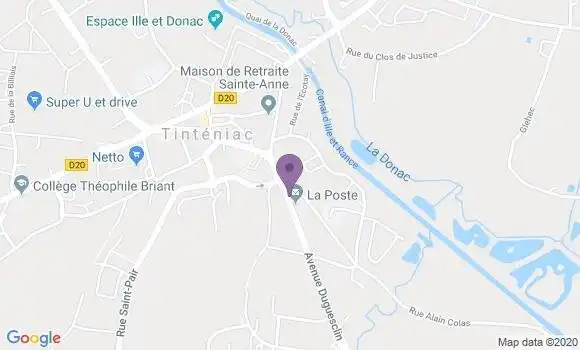 Localisation Banque Postale Agence de Tinténiac