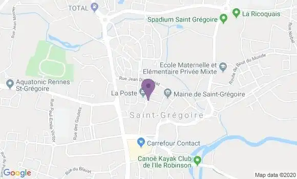 Localisation Banque Postale Agence de Saint Grégoire