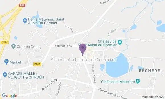 Localisation Banque Postale Agence de Saint Aubin du Cormier
