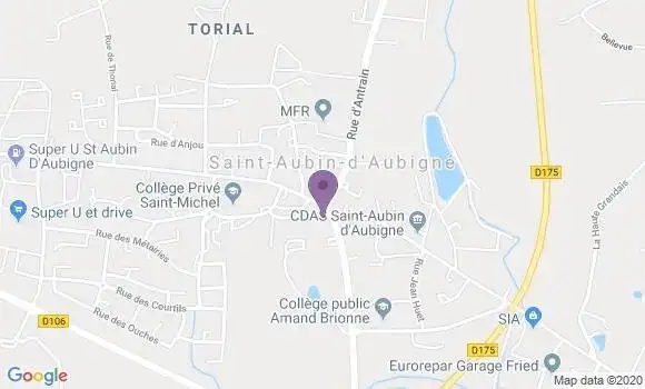 Localisation Banque Postale Agence de Saint Aubin d