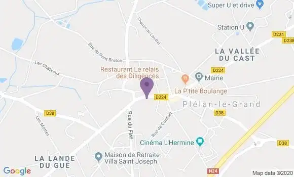 Localisation Banque Postale Agence de Plélan le Grand