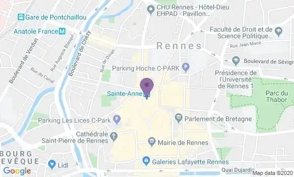 Localisation Banque Postale Agence de Rennes Sainte Anne