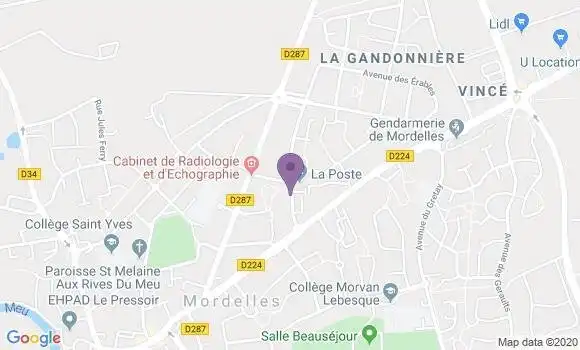 Localisation Banque Postale Agence de Mordelles