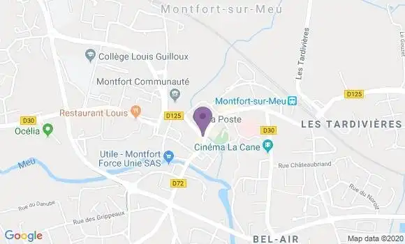 Localisation Banque Postale Agence de Montfort sur Meu