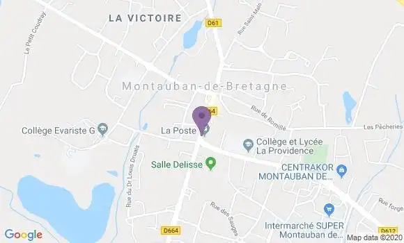 Localisation Banque Postale Agence de Montauban de Bretagne