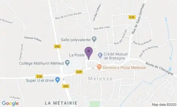Localisation Banque Postale Agence de Melesse