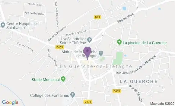 Localisation Banque Postale Agence de La Guerche de Bretagne