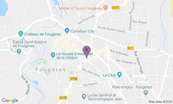 Localisation Banque Postale Agence de Fougères