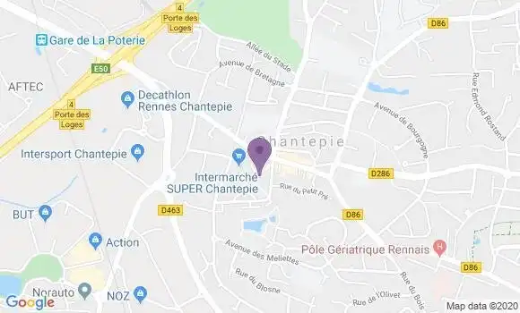Localisation Banque Postale Agence de Chantepie