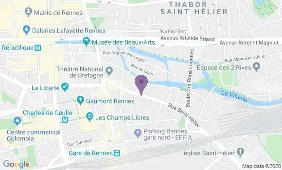 Localisation Banque Postale Agence de Rennes Saint Hélier