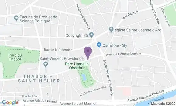 Localisation Banque Postale Agence de Rennes Oberthur