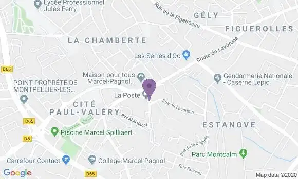 Localisation Banque Postale Agence de Montpellier Estanove