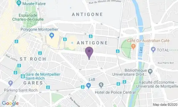 Localisation Banque Postale Agence de Montpellier Antigone