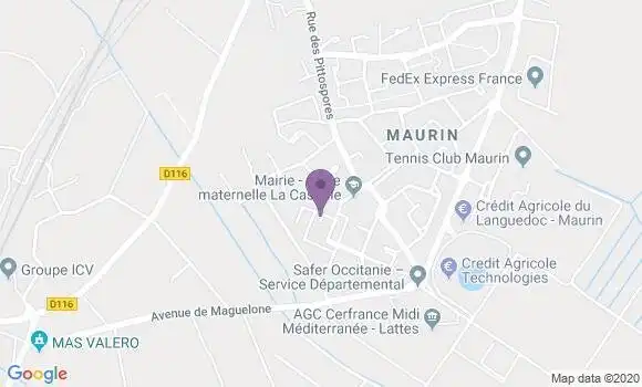 Localisation Banque Postale Agence de Lattes Maurin