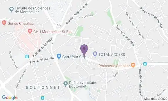 Localisation Banque Postale Agence de Montpellier Avenue de la Justice