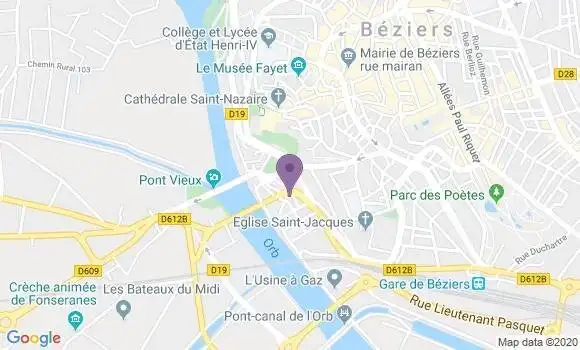 Localisation Banque Postale Agence de Béziers Faubourg du Pont