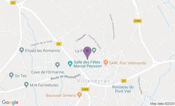 Localisation Banque Postale Agence de Villeveyrac