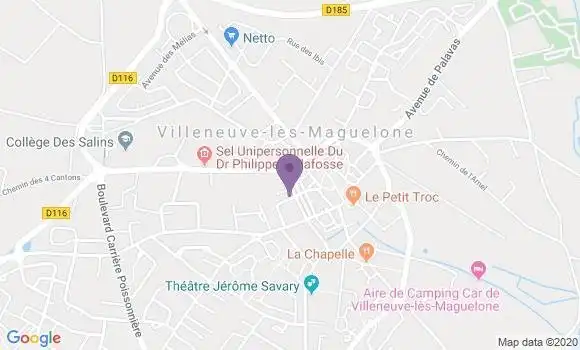 Localisation Banque Postale Agence de Villeneuve lès Maguelone