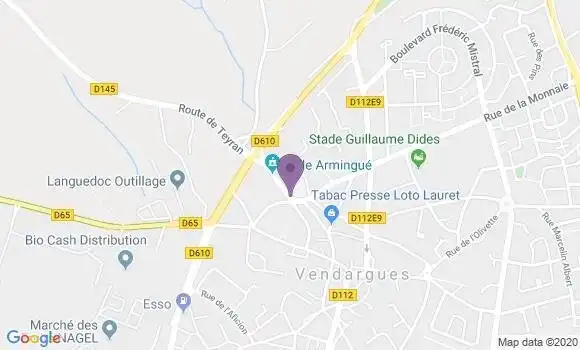 Localisation Banque Postale Agence de Vendargues