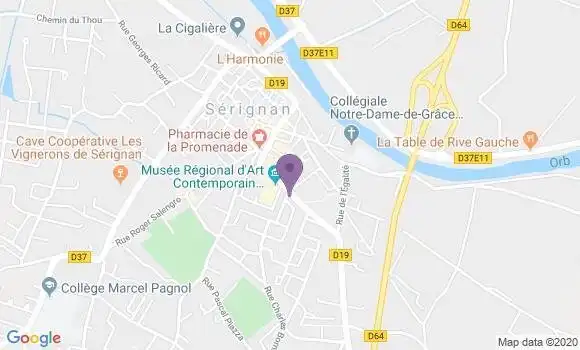Localisation Banque Postale Agence de Sérignan
